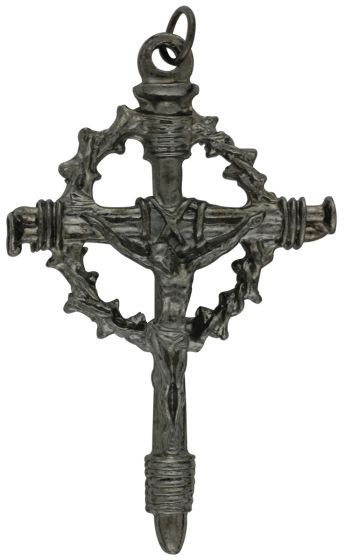 Crown of Thorns Crucifix Pendant – 2 1/4" Gunmetal, Made in Italy * (Minimum quantity purchase is 2)