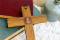 St Benedict Zebra Wood Wall Crucifix - 10" with Rose Gold Corpus, Made in Italy *   (Minimum quantity purchase is 1) 