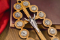Stations of the Cross Holy Water Font (Oval Open Design) – 7" Olivewood, Made in Italy (Minimum quantity to purchase is 1)  