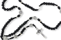  St Benedict Rosary Necklace with 6mm Black Wood Beads - 16" - Closeout Sale *  (Minimum quantity purchase is 1) 