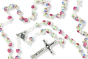 Pink and White 6mm Ceramic Bead Rosary with Our Lady of Fatima Center  - 19.5"   (Minimum quantity purchase is 1)