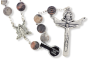  Large Rosary with 10mm Semi Precious Pink Zebra Jasper Beads and Miraculous Medal Center - 24"  * (Minimum quantity purchase is 1)