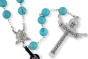   Large Rosary with 10mm Semi Precious Turquoise Beads and Miraculous Medal Center - 20 3/4" *  (Minimum quantity purchase is 1)