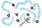 Our Lady of Fatima Rosary with 10 x 8mm Frosty Blue Rondelle Beads and Holy Trinity Crucifix - 21"   (Minimum quantity purchase is 1)