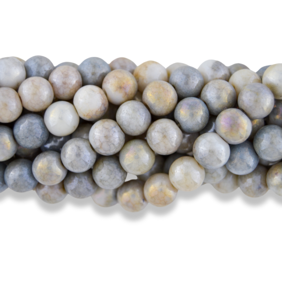 Gray, Tan and White Variegated Beads, Round, 8mm - Pkg 60 * (Minimum quantity purchase is 1)