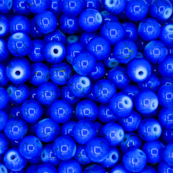 Cobalt Blue Webbed Glass Beads, 8mm - 60 per pkg * (Minimum quantity purchase is 3)