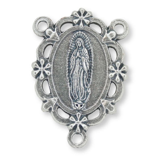 Ornate Floral Our Lady Of Guadalupe Image Center Piece - Silver Ox, 1.25"  *  (Minimum quantity purchase is 1)