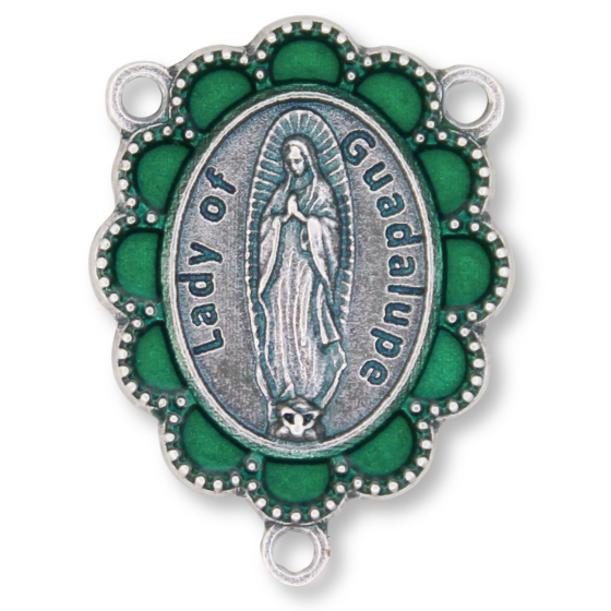Our Lady of Guadalupe Centerpiece - Green Enamel, 1-1/8"  (Minimum quantity purchase is 1)