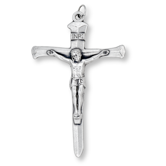 Large Nail Crucifix - 2 11/16" Silver Oxidized, Made in Italy   (Minimum quantity purchase is 1)