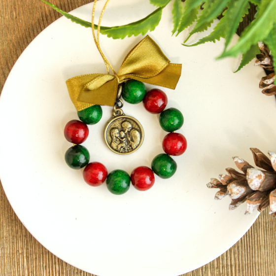 Holy Family Christmas Ornament with Bow - 2.25" Diameter * (Minimum qty. purchase is 1) 