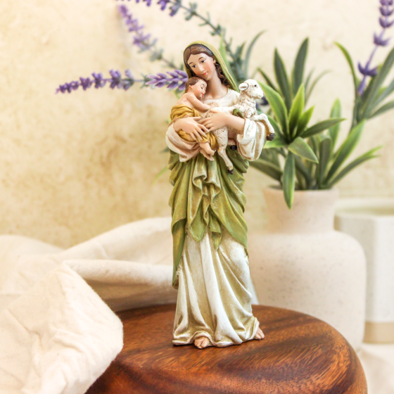 Madonna with Child and Lamb Statue - 6.25"   (Minimum quantity purchase is 1) 