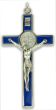 St Benedict Metal Crucifix with Blue Enamel Accents 4.5" (Minimum quantity to purchase is 1)    