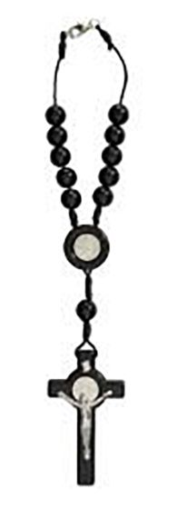 St Benedict Black Wood Bead Auto Rosary *  (Minimum quantity purchase is 1)