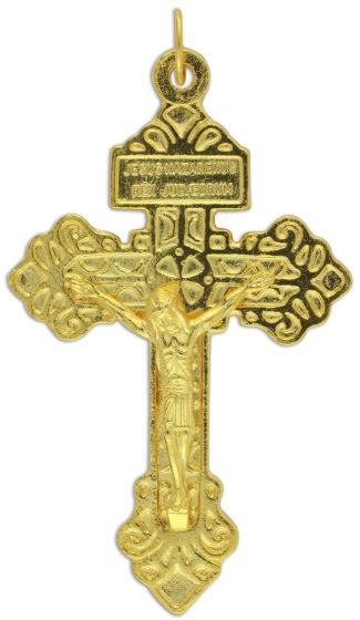 Pardon Crucifix I - 2 1/8" Gold Plated, Made in Italy *  (Minimum quantity purchase is 1)