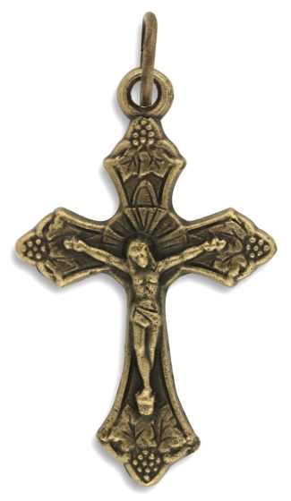   Leaf Sunburst Crucifix - 1 3/16" Bronze  (Minimum quantity purchase is 2)