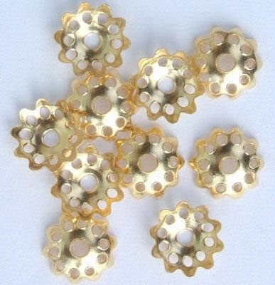 Bead Caps (pkg of 240) - 6 mm Gold Plated, Made in Italy *  (Minimum quantity purchase is 1)
