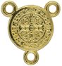 St Benedict Medal Mini Rosary Center - 1/2" Gold Plated, Made in Italy *  (Minimum quantity purchase is 3)