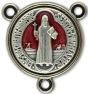  St. Benedict Center Piece -  Round Silver w/ Red Enamel  5/8"   (Minimum quantity purchase is 1)
