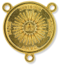 Holy Face of Jesus, Shroud of Turin Rosary Center - 1" Gold Plated Round Rosary Centerpiece, Made in Italy  *  (Minimum quantity purchase is 2)