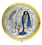 Our Lady of Lourdes Pyx / Rosary Case - 2.25", Blue & Two-Tone *  (Minimum quantity purchase is 1)  