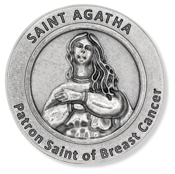 St Agatha (Breast Cancer) Pocket Token - 1.25", Silver Ox    (Minimum quantity purchase is 1)