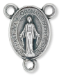  Small Miraculous Medal Rosary Center - 1/2" Oval Silver Oxidized, Made in Italy * (Minimum quantity purchase is 5)