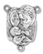 Holy Family Rosary Center - 1" Silhouette Silver Oxidized, Made in Italy * (Minimum quantity purchase is 2)