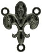 Fleur-de-Lis Rosary Center (Mary, St Bernadette & St Therese) - 15/16" Gunmetal, Made in Italy *  (Minimum quantity purchase is 2)