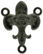 Fleur-de-Lis Rosary Center (Mary, St Bernadette & St Therese) - 15/16" Gunmetal, Made in Italy *  (Minimum quantity purchase is 2)