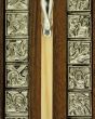 Stations of the Cross Wall Plaque – 7" Contrasting Wood Inlay & Silver Oxidized Metal, Made in Italy   (Minimum quantity purchase is 1)    