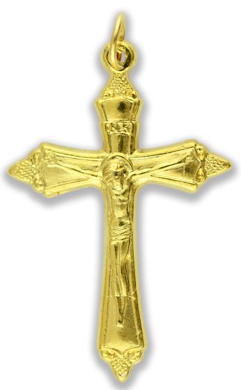   Crucifix with Decorative Posts, Gold Toned - 1 11/16"    (Minimum quantity purchase is 1)