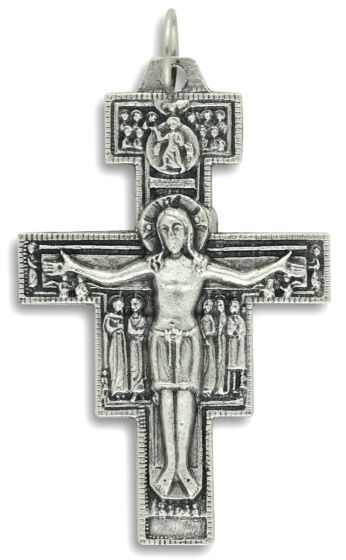 San Damiano Crucifix - 2" Silver Oxidized, Made in Italy  (Minimum quantity purchase is 1)