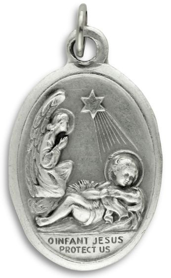  Infant Jesus Protect Us Medal - Italian Silver OX 1 inch (Minimum quantity purchase is 2)