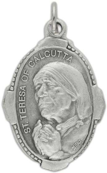 St Teresa of Calcutta / Pray for Us Medal - Unique Oval Shape - 1 inch (Minimum quantity purchase is 2)