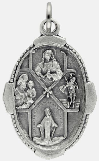 4 Way / Pray for Us Medal - Unique Oval Shape - 1 inch (Minimum quantity purchase is 2)