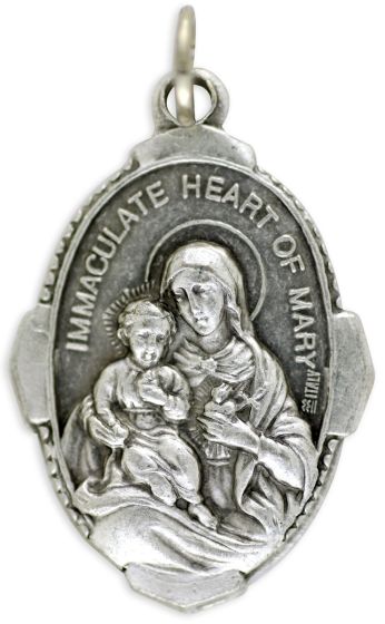  Immaculate Heart of Mary / Pray for Us Medal - Unique Oval Shape - 1 inch  (Minimum quantity purchase is 3)