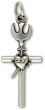 Sacred Heart Cross (Holy Spirit Dove) - 1 3/8" Silver Oxidized, Made in Italy *  (Minimum quantity purchase is 3)