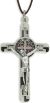   Mosaic Style St Benedict Crucifix Pendant with Black Enamel - 3 1/8