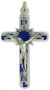  Mosaic-Style Sunburst Crucifix Pendant with Blue Enamel - 3 1/8