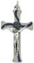  Contemporary St Benedict Crucifix Pendant with Blue Enamel - 3 1/8