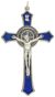 St Benedict Crucifix Pendant with Blue Enamel - 4 3/4