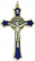  St Benedict Two-Toned Crucifix with Blue Enamel - 3 1/8