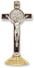 Brown Metal St Benedict Tabletop Crucifix - 3-1/2
