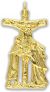  Stations of the Cross Pieta Crucifix, Gold Tone - 1 5/8