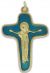   Mary at Jesus' Side Gold Plated Crucifix with Blue Enamel Accents - 1 7/8