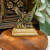 St Michael Table Top Icon, Antique Gold on Wood Base - 2.75