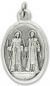 St Cosmas and St Damian / Pray For Us Medal - Italian Silver OX 1 inch (Minimum quantity purchase is 3)