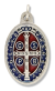  St Benedict Two-Sided Medal with Red and Blue Accents - 1 1/8