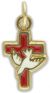 Holy Spirit / Confirmation Cross Medal in Red - 3/4