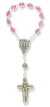 Decade Rosary Chaplet with Miraculous Medal Center and Pink Glass Beads - 5.5